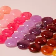 22mm Round flat acrylic beads - Marbled Pink Peach x6