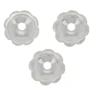 6mm Flower bead caps 8 petals - Fine silver plating x20