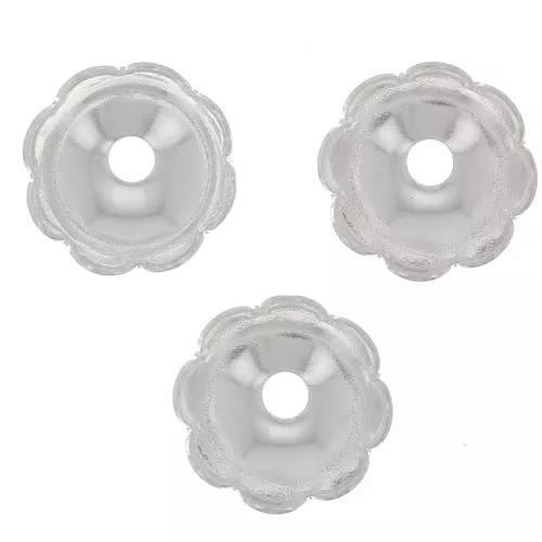6mm Flower bead caps 8 petals - Fine silver plating x20