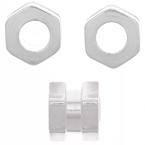 5x6mm 925 Sterling Silver Nut effect bead with large hole x1