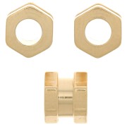 5x6mm 925 Sterling Silver Nut effect bead with large hole - Fine Gold Plated x1