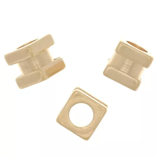 5mm 925 Sterling Silver cube bead with large hole - Fine Gold Plated x1