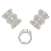 7x6mm 925 Sterling Silver worked tube bead with large hole x1