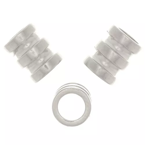 7x6mm 925 Sterling Silver worked tube bead with large hole x1