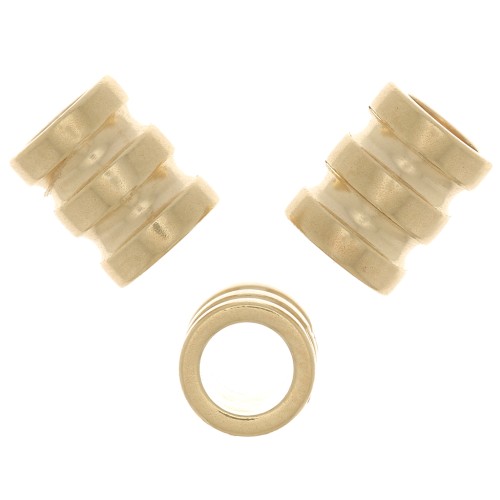 7x6mm 925 Sterling Silver worked tube bead with large hole - Fine Gold Plated x1