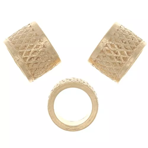 5x7mm 925 Sterling Silver Worked tube bead with large hole - Fine Gold Plated x1