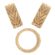 7mm 925 Sterling Silver Round worked bead with large hole - Fine Gold Plated x1