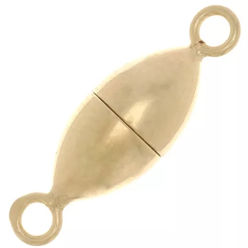 6mm 925 Sterling Silver Oval Magnetic Clasp - Fine Gold Plated x1