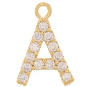 10 mm Alphabet Charm with Zirconium Oxides - A - Fine gold plated x1|raw }}