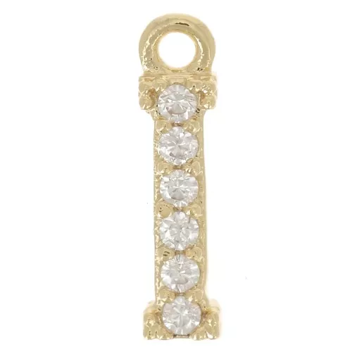 10 mm Alphabet Charm with Zirconium Oxides - I - Fine gold plated x1
