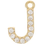 10mm alphabet Charm letter with zirconium oxide  - J - Fine gold plated x1|raw }}