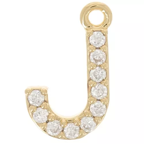 10mm alphabet Charm letter with zirconium oxide - J - Fine gold plated x1