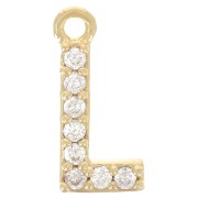 10mm alphabet Charm letter with zirconium oxide  - L - Gold Tone - Crystal x1