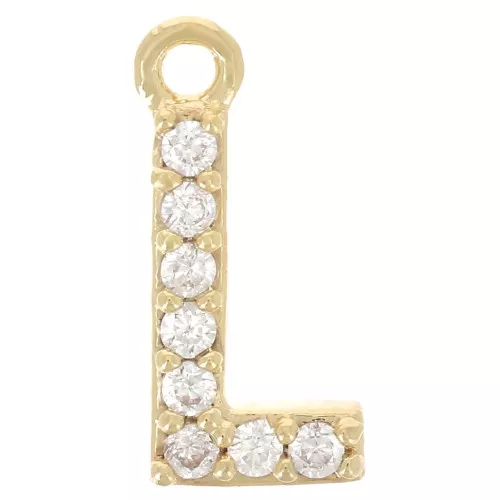 10mm alphabet Charm letter with zirconium oxide - L - Gold Tone - Crystal x1