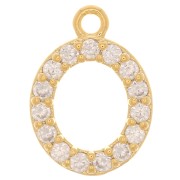 10mm alphabet Charm letter with zirconium oxide  - O - Gold Tone - Crystal x1|raw }}