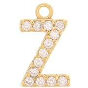 10mm alphabet Charm letter with zirconium oxide  - Z - Gold Tone - Crystal x1|raw }}