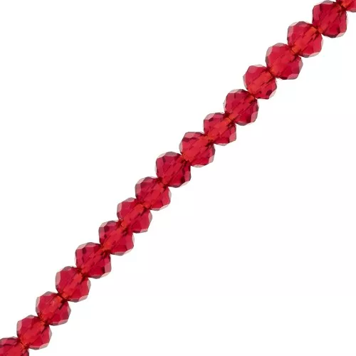 3x2.5mm Round flattened faceted beads - Light Siam x43cm