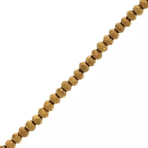 Rondelle beads faceted - round flattened 2.5x2 mm - Golden x34cm