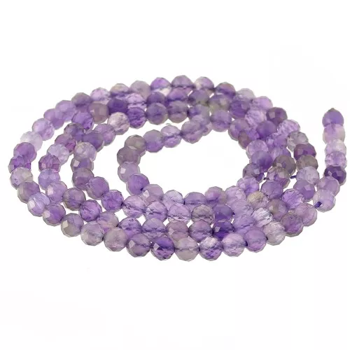 3.5mm faceted Round gemstone beads - Amethyst x39cm