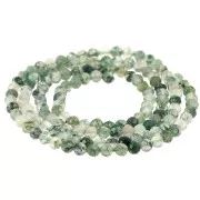 3 mm Round Faceted Gemstone Beads - Moss Agate x39 cm
