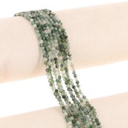 3 mm Round Faceted Gemstone Beads - Moss Agate x39 cm
