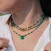 3 mm Round Faceted Gemstone Beads - Moss Agate x39 cm