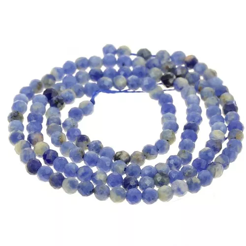 3mm faceted Round gemstone beads - Sodalite x38cm