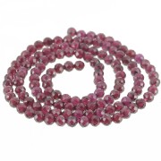 Round faceted 3 mm gemstone beads - Garnet x39cm