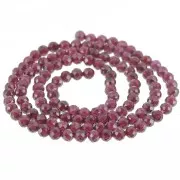 Round faceted 3 mm gemstone beads - Garnet x39cm