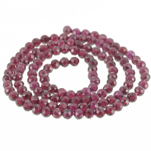 Round faceted 3 mm gemstone beads - Garnet x39cm