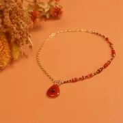 Round faceted 3 mm gemstone beads - Garnet x37cm