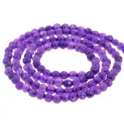 3.5 mm round faceted beads made of dyed gemstone - Purple jade, 37 cm