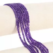 3.5 mm round faceted beads made of dyed gemstone - Purple jade, 37 cm