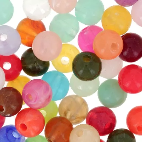 6mm Round beads assortment - Multicoloured marbled x50
