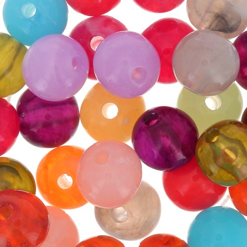8mm Round beads assortment - Multicoloured marbled x30