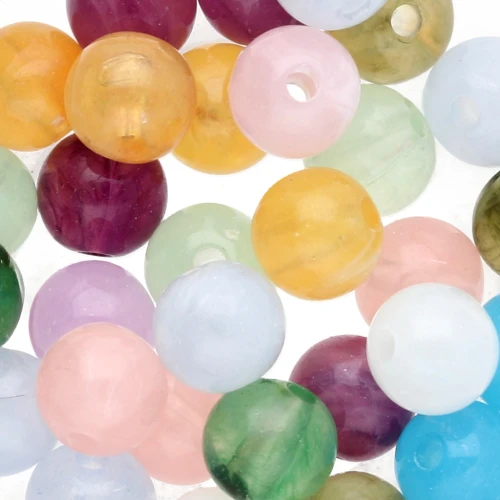 8mm Round beads assortment - Multicoloured marbled x30