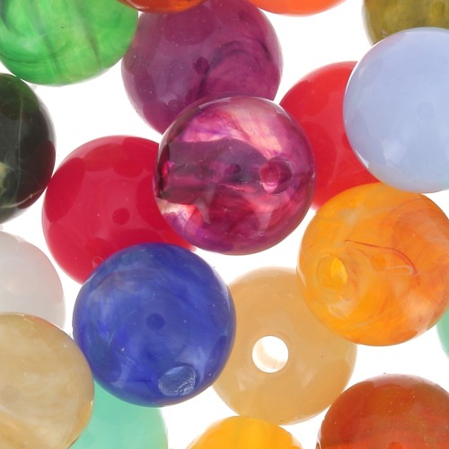 10mm Round beads assortment - Multicoloured marbled x20