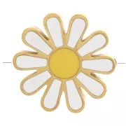 17mm 304 Stainless Steel slider bead with epoxy resin White - Yellow - Gold x1