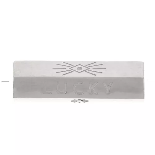 20x6.5mm Stainless steel 304 Lucky cylinder bead with zirconium oxide & mother of pearl x1