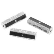 20x6.5mm Stainless steel 304 Cylinder bead with patterns and epoxy resin - Black x