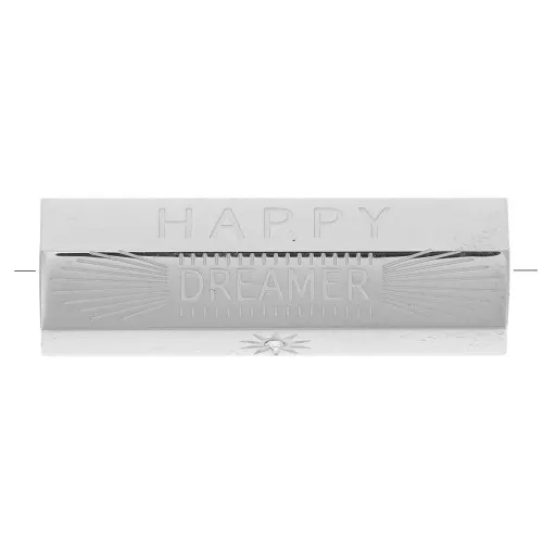 26x9mm Stainless steel 304 Happy Dreamer message cylinder bead with zirconium oxide x1