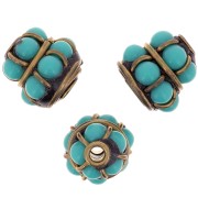 11.5x11mm Ethnic Indonesian Bead - Turquoise x1