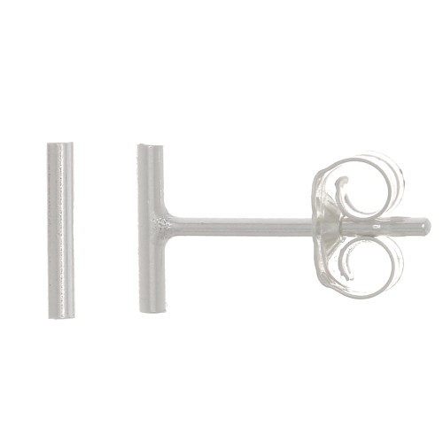 6mm 925 Sterling Silver Bar Earrings x2