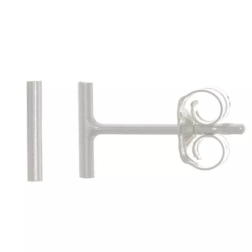 6mm 925 Sterling Silver Bar Earrings x2