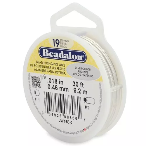 Stringing wire 19 strands 0.46mm Silver x9,2m
