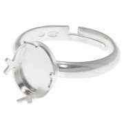 10x8mm 925 Sterling Silver Adjustable ring for cabochon - Size 53 to 58 x1|raw }}
