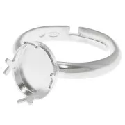 10x8mm 925 Sterling Silver Adjustable ring for cabochon - Size 53 to 58 x1