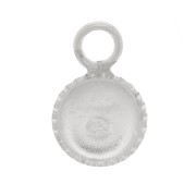 925 Sterling Silver Mini serrated round pendant for 3mm flat back cabochon x1