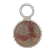 925 Sterling Silver Mini serrated round pendant for 4mm flat back cabochon x1