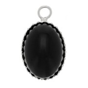 10x8mm 925 Sterling Silver Oval serrated pendant for flat back cabochon x1